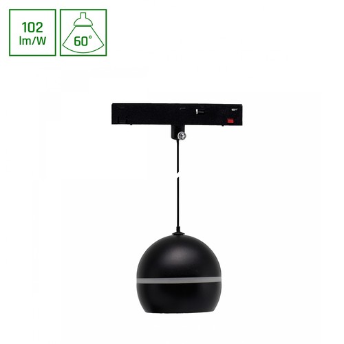 System Skift Basic - Globe P Ring Kugle Lampenedhæng, 90mm, 10W, 2700K, Sort