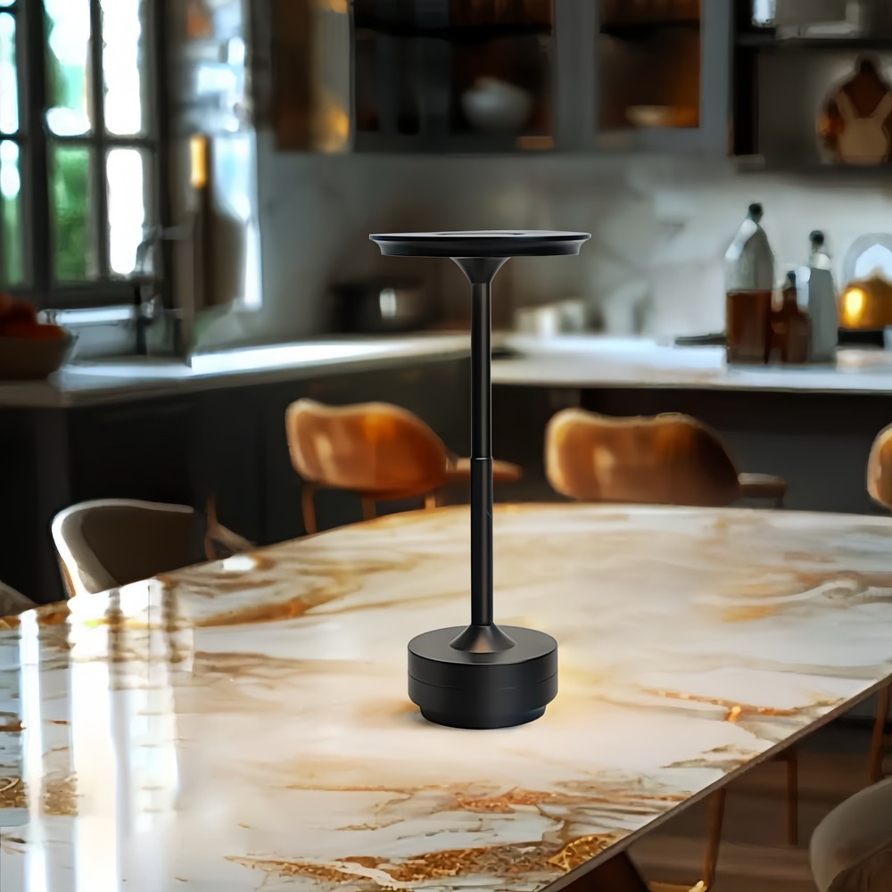 Opladelig LED bordlampe - Sort, touch dæmpbar, CCT, IP20 - Dæmpbar : Dæmpbar, Kulør : CCT (Varm til Kold Hvid) billede