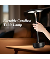 Opladelig LED bordlampe - Sort, touch dæmpbar, CCT, IP20