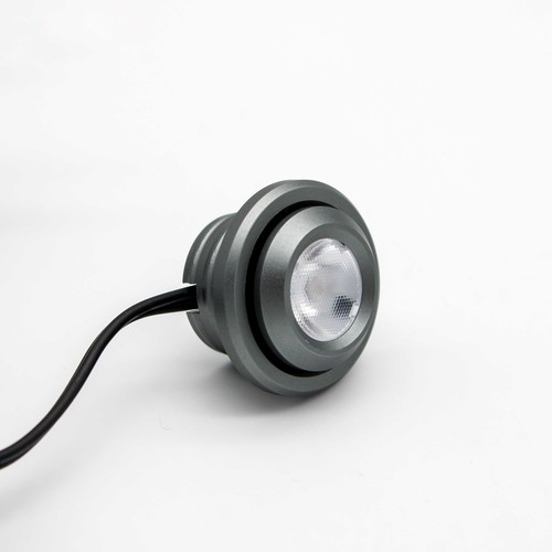 1W Ø2,9cm SPOT29 møbelspot indbygning RA90 - 12V DC, Hul: Ø2 cm, Mål: Ø2,9 cm, Børstet stål