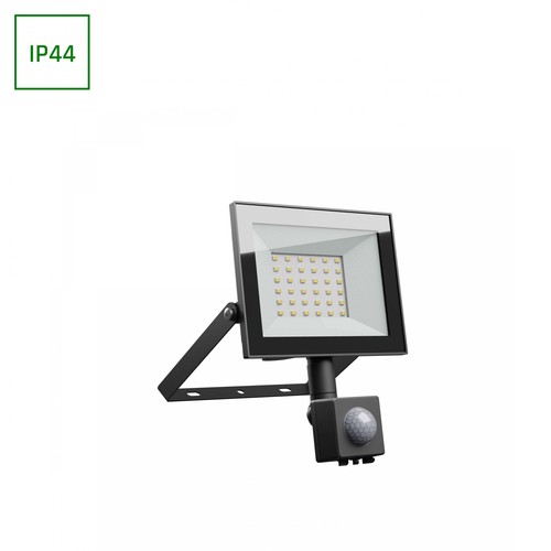 Noctis Lux 4 projektør 30W - kold hvid, 230V, IP44, 141x185x53mm, sort, PIR sensor
