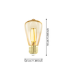 Outlet: EGLO Mini Edison ST48 E27 LED Pære 4W i 1700K, Dæmpbar - Amber