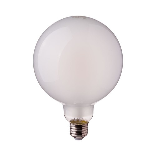 E27 7W LED filament pære - G125, mat glas, 6400K, 840lm, 300° beam angle