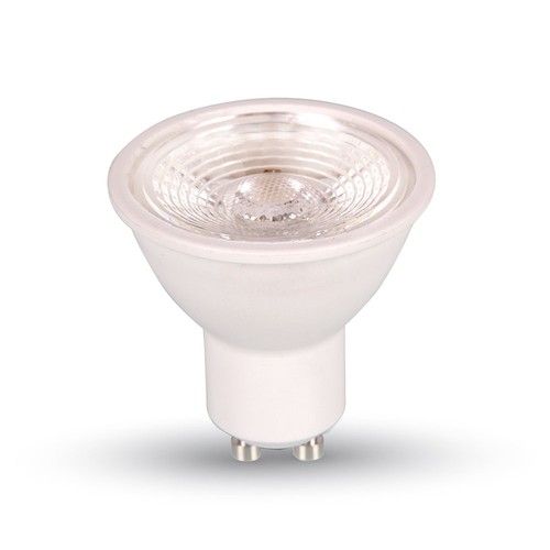 7W GU10 - LED plast spotlight, linse, 6000K, 38D, dæmpbar