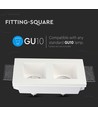 Dobbelt gips indbygningsspot - Firkantet, hvid, til 2x GU10/GU5.3, max 35W, IP20
