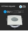 GU10 indbygningsspot, kvadratisk - Hvid, IP54, Hul: Ø7,5 cm, Mål: 84x84 mm, zink legering