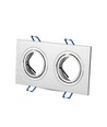 Dobbelt GU10 indbygningsspot, firkantet - Aluminium brush, IP20 indendørs, hul: 155 x 75 mm