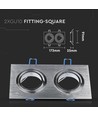 2xGU10 Lampe - Firkant, Aluminium Børstet