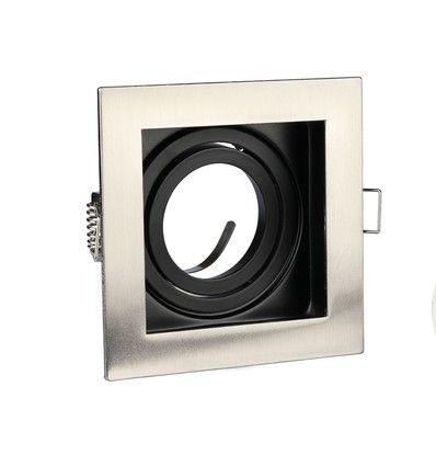 GU10 indbygningsspot, kvadratisk - Satin nikkel, 100x100mm, uden lyskilde