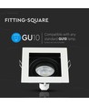GU10 indbygningsspot, kvadratisk - Hvid, aluminium, hul: 90x90 mm, mål: 100x100 mm, uden lyskilde