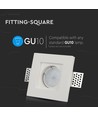 GU10 indbygningsspot i gips, firkantet - Hvid, uden lyskilde, hul: 10,3 x 10,3 cm, IP20