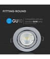 GU10 indbygningsspot, rund - Rustfrit stål, justerbar, hul: Ø7,4 cm, IP20