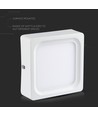 15W kvadratisk LED påbygningspanel - 1500lm, 15,5x15,5cm, hvid kant, varm hvid