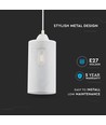 E27 pendel i mat hvid metal - Ø13cm, 1 meter ledning, IP20 indendørs, 5 års garanti