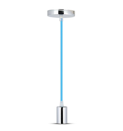 E27 Krom Metal Kop Pendel Lampe - Blå