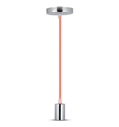 E27 pendelophæng i krom med orange ledning - Ø3,6 cm, uden lyskilde, IP20