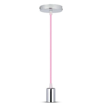 E27 - Krom Metal Kop Pendel Lys, Pink