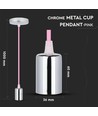 E27 - Krom Metal Kop Pendel Lys, Pink