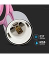 E27 - Krom Metal Kop Pendel Lys, Pink