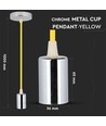 E27 pendelophæng i krom med gul ledning - Uden lyskilde, moderne design