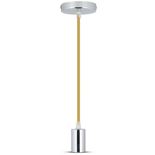 E27 pendelophæng i krom med beige ledning - Maks. 60W, Ø3,6cm, uden lyskilde