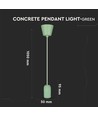 Grøn beton pendel lampe, E27 - Ø50cm, højde 95cm, uden lyskilde, 5 års garanti