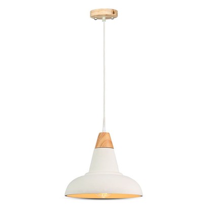 E27 Pendel Lampe - Beton+Træ, Ø300