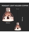 Pendel lampe i kobber til E27 - Uden lyskilde, IP20