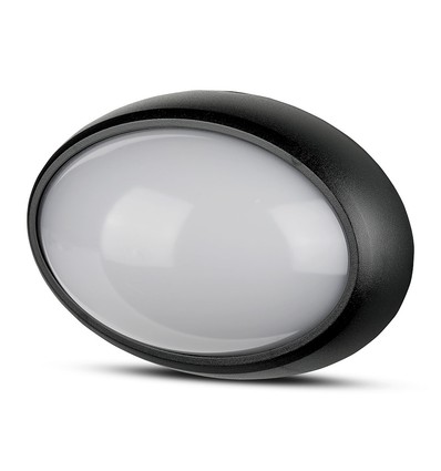 8W oval LED loftlampe - IP54, sort, 18,7 x 12,6 cm, væg/loftmontering, inkl. lyskilde