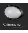 8W oval LED loftlampe - IP54, sort, 18,7 x 12,6 cm, væg/loftmontering, inkl. lyskilde