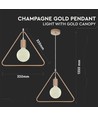 Geometrisk trekantet pendel, Champagne guld - E27 fatning, 1m ledning, metal, max 60W