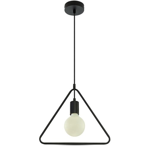E27 pendel lampe, geometrisk trekant - Matt sort, moderne design, metal finish