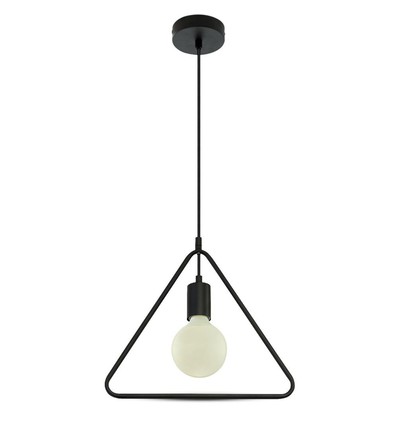 E27 pendel lampe, geometrisk trekant - Matt sort, moderne design, metal finish