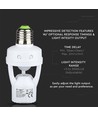 E27 fatning med 360° infrarød bevægelsessensor - Max 60W, rækkevidde op til 6m, indendørs