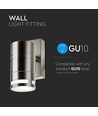 GU10 væglampe i rustfrit stål - IP44 udendørs, glas, uden lyskilde