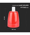 E27 porcelænsfatning, rød - Max 60W, Ø4,7cm, til ophæng