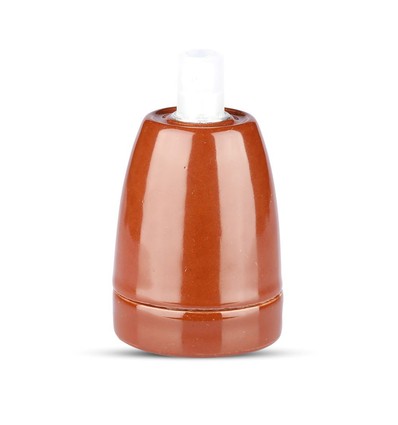 E27 fatning i porcelæn, brun - Max 60W, Ø4,7 x 6,4 cm, IP20 indendørs