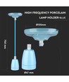 E27 fatningssæt i porcelæn, blå - Max 60W, Ø10,5cm, inkl. ledning, pendelophæng