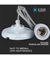 E27 porcelænsfatning med ledning - Grå, pendelophæng, max 60W