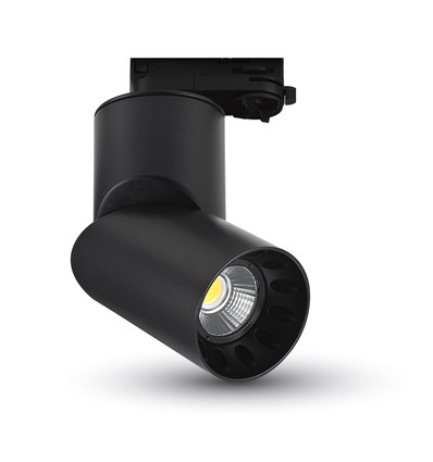20W LED Skinnespot - 5000K, Sort Hus, Rundt