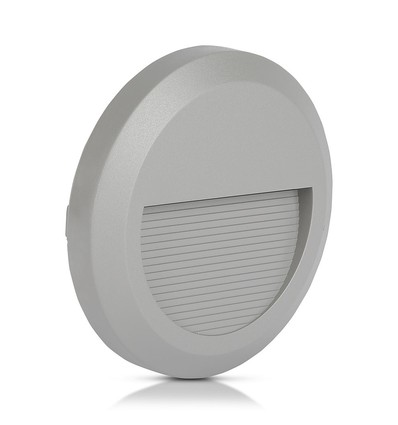 2W Trinlys LED - 4000K, Grå Hus, Rundt