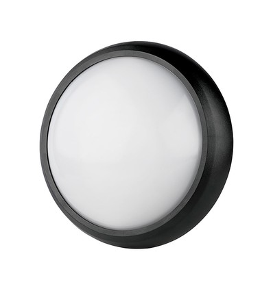12W IP54 Dome Lys - 3000K, Sort, Fuld Rundet, Hus