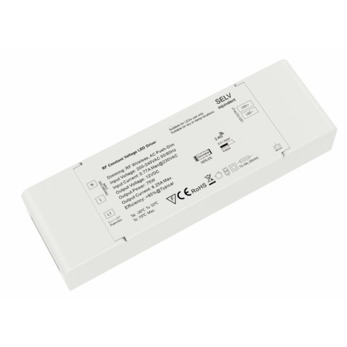 LEDlife rWave 75W dæmpbar strømforsyning - 12V DC, 6,25A, RF, push-dæmp