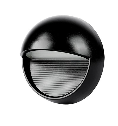 3W LED Trinlys - 3000K, sort hus, rundt