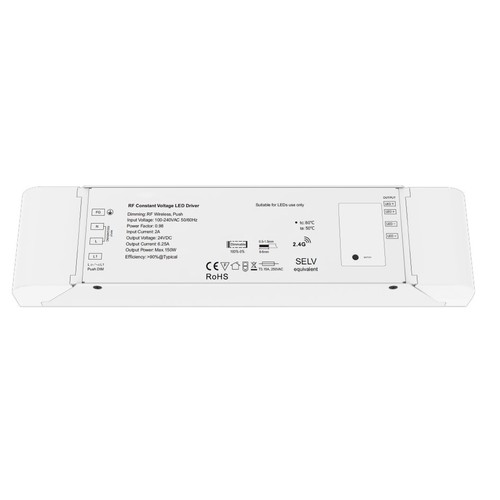 LEDlife rWave 150W dæmpbar strømforsyning - 24V DC, 6,25A, RF, push-dæmp