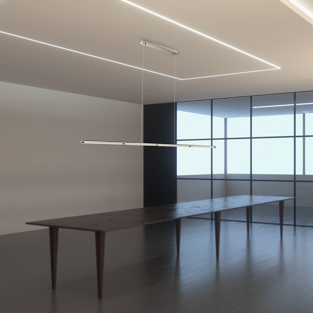 36W LED designer pendellampe i krom - 182cm, 2700lm, 4000K, IP20 - Kulør : Neutral
