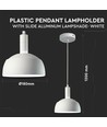 E14 pendelophæng med hvid skærm - Maks. 60W, justerbar, moderne design, uden lyskilde