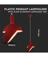 E14 - Plastik pendel fatning, skydelig aluminium lampeskærm rød