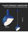 E14 lampefatning - plast, pendul, med skyde aluminium lampeskærm, blå