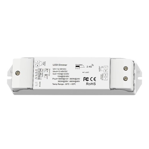 LEDlife rWave LED controller - Push-dim, 12V (180W), 24V (360W), aflastning i begge ender